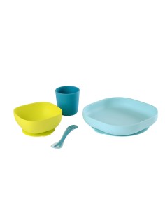 SET VAJILLA 4 PZAS SILICONA AZUL/AMARILLO 2