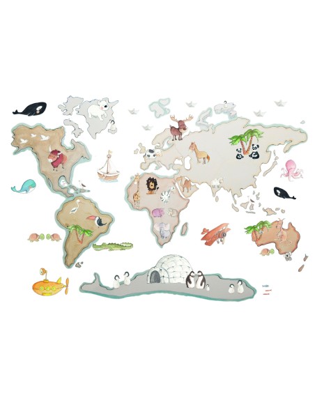 VINILO 006 MAPA MUNDO ANIMALES