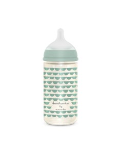 BIBERÓN VIDRIO 240ML BONHOMIA FEATHER VERDE 2